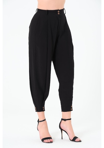 Sortie Collection Paça Düğmeli Pantolon Siyah