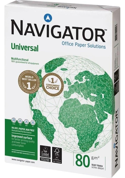 Navigator A4 Fotokopi Kağıdı 80gr 1 Koli 5 Paket 2500 Sayfa