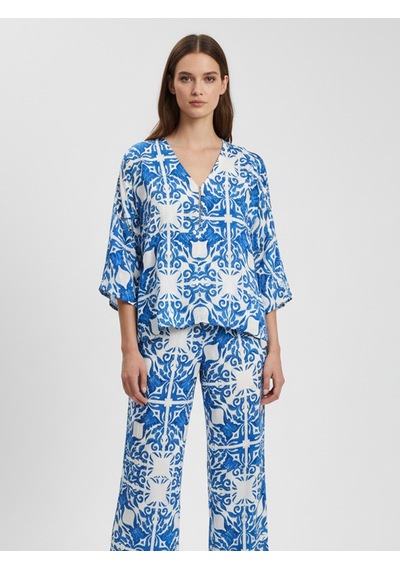 Xint Mavi Doğal Dökümlü Oversize Bluz 751188