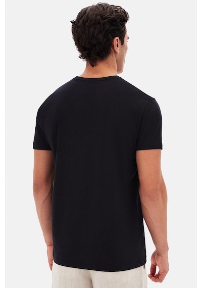 D's Damat Ds Damat Regular Fit Siyah Düz Nakışlı %100 Pamuk T-shirt 4hc140632006m Siyah