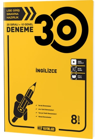 8 Sınıf İngilizce 30 Lu Deneme Hız Yayınları
