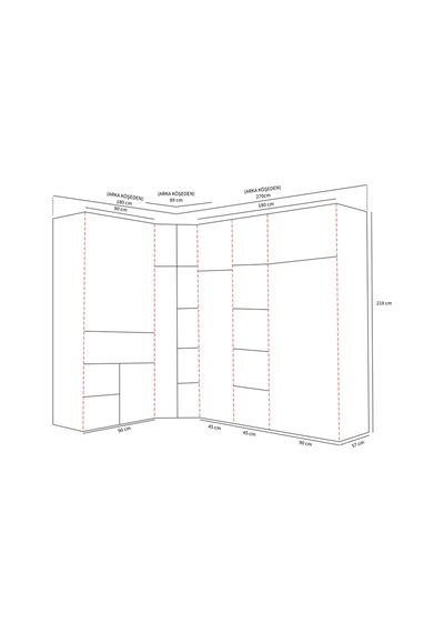 Nil %100 Mdf Köşe Gardırop Bej