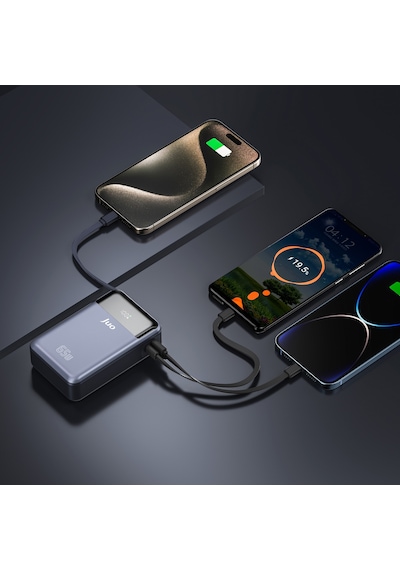 Juo JLP265 20000 Mah 65w Led Ekranlı Usb-a + Type-c Kablolu Taşınabilir Hızlı Şarj Cihazı Powerbank Gri