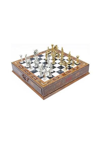Saklamalı - 370 - Satranç Roma Oymalı Sc38s - 38cm, Siyah Tahta - Muratech - - Sc38s