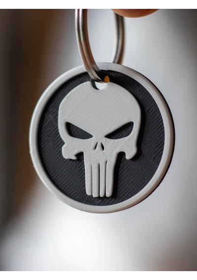 Punisher Kurukafa Tasarımlı Özel Anahtarlık - 3d Baskı 2 Adet