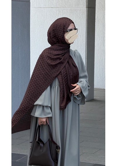 Qalortex Scarf Premium Pamuklu Jakar Şal-acı Kahve