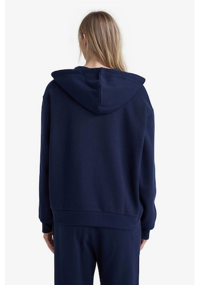 Defacto Relax Fit Kapüşonlu Basic Düz Kalın Fermuarlı Sweatshirt C1809ax25aunv251 Lacivert