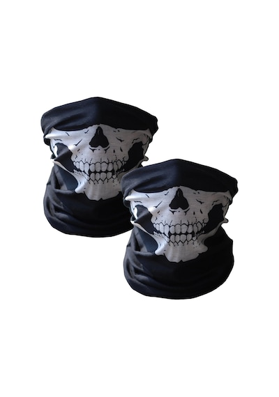 2 Adet Buff Kuru Kafa İskelet Maske Motorcu Kar Maskesi Boyunluk Maske Baf Ağızlık Mask Buff Siyah - Siyah