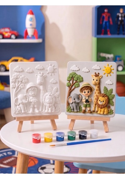 15x15 Safari Hayvanları Taş Boyama Seti Çocuk Ve Yetişkin Hobi Kiti