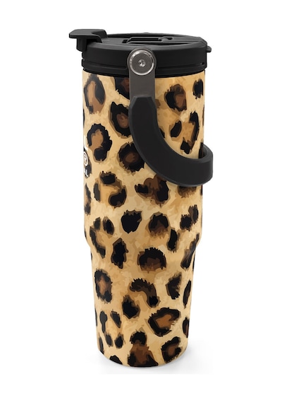 Coral High Kahverengi Leopar Desenli Pipetli Ve Direkt İçim Çelik Termos 900 Ml 38719 Kahverengi