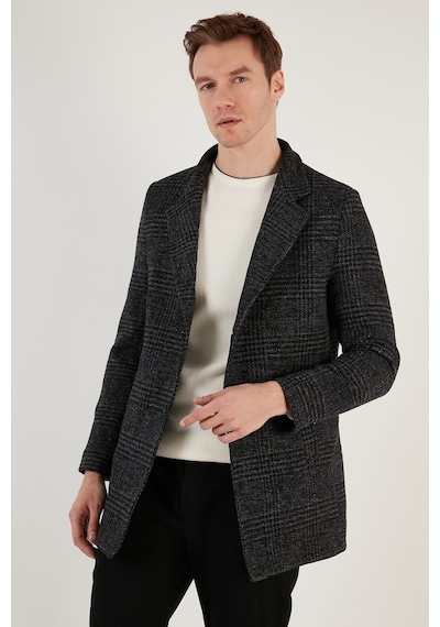 Buratti Slim Fit Tek Yırtmaçlı Düğmeli Astarlı Kaşe Erkek Kaban 5840110E Antrasit Ekoseli Buratti Slim Fit Tek Yırtmaçlı Düğmeli Astarlı Kaşe Erkek Kaban 5840110E Antrasit Ekoseli