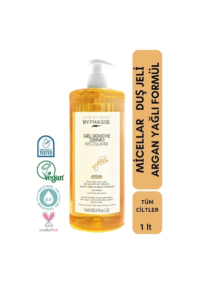 Byphasse Dermo Micellar Argan Oil Duş Jeli Tüm Ciltler İçin 1 L