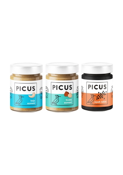 Picus Kaju Ezmesi 195 G + Fındık Ezmesi 195 G + Siyah Tahin 210 G