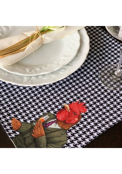 Animals Kumaş Amerikan Servis 4'lü Set- 35x50 Cm Keten, Uluslararası Yıkama Ve Solmama Sertifikası Çok Renkli