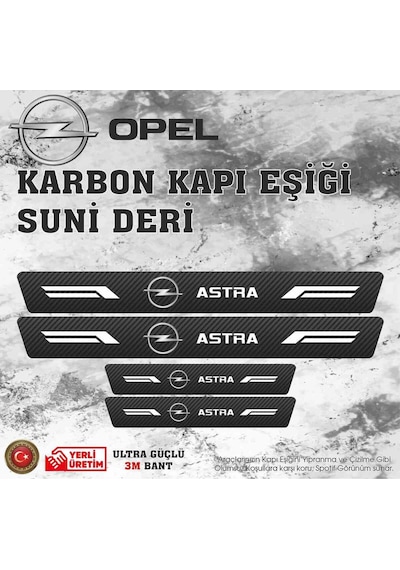 Opel Astra Uyumlu Deri Karbon Kapı Eşiği Koruyucu Bant 4 Adet