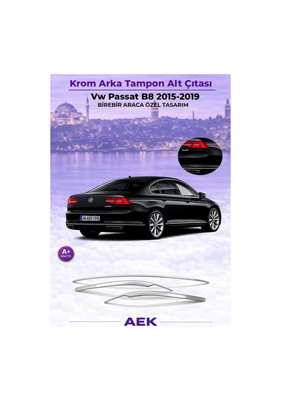 Volskwagen Passat B8 2015-2019 Araca Özel Krom Arka Tampon Çıtası