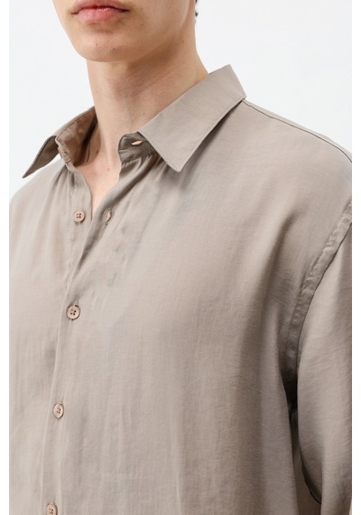 Vamos Modal Kumaş Oversize Gömlek Vizon
