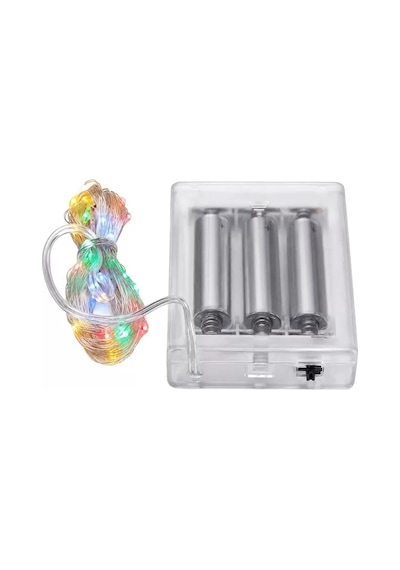 Powermaster Pm-2556 3 Metre Pilli Rengarenk Peri Led Işık Esnek Tel Tasarımlı Dekoratif Aydınlatma Resimdeki Gibi