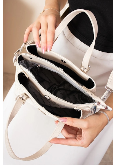 Just Polo Kadın Orijinal Ayarlanabilir Askılı Şık El Ve Omuz Çantası Shopper Ebat : 18 X 25 Cm Krem 40507621