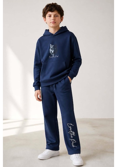 Riccotarz Erkek Çocuk Önü Ve Arkası Kurt Çizim Baskılı Kapüşonlu Sweatshirt Lacivert Eşofman Takım Riccotarz Erkek Çocuk Önü Ve Arkası Kurt Çizim Baskılı Kapüşonlu Sweatshirt Lacivert Eşofman Takım