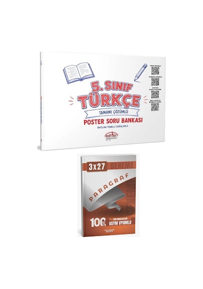 Editör 2027 5. Sınıf Türkçe Poster Soru Bankası Çözümlü+ Anla Kazan Paragraf