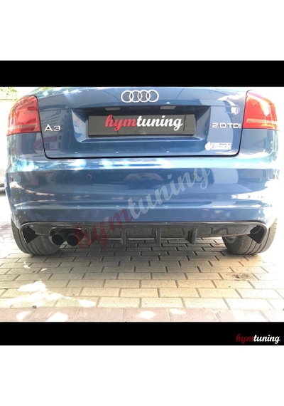Audi A3 8p Soldan Çiftli Çıkış Difüzör Parlak Siyah - Abs Plastik