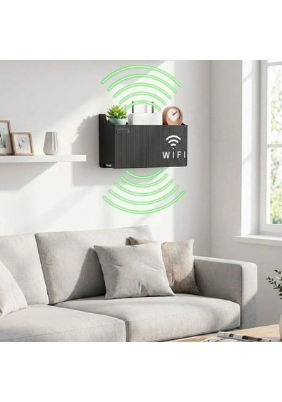 Duvar Tipi Wi-fi Modem Saklama Kutusu Siyah Kablo Düzenleyici Router Raf Organizer 5047 Belirtilmemiş