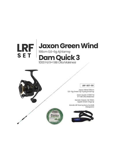 Jaxon Green Wind 198cm 0.6-6g Aji Kamışı + Dam Quick 3 1000 Fd Olta Makinesi + Lrf Set 50