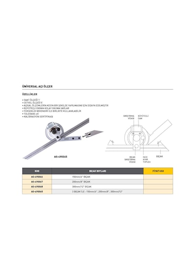 Fett 300mm/12" Asimeto Üniversal Açı Ölçer As-490065