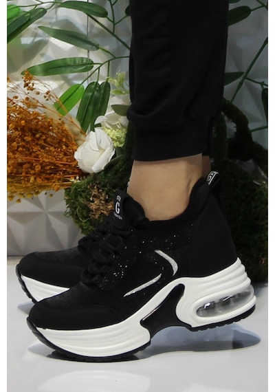 Fort Guja 24k300-1 Siyah Kalın Taban Sneaker Kadın Ayakkabı 001