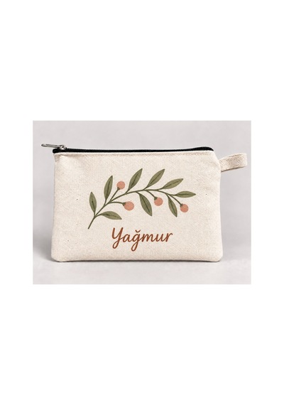 Kişiye Özel Zeytin Dalı Baskılı Fermuarlı Kalemlik 20x10 Cm Kalem Kutusu Çok Renkli