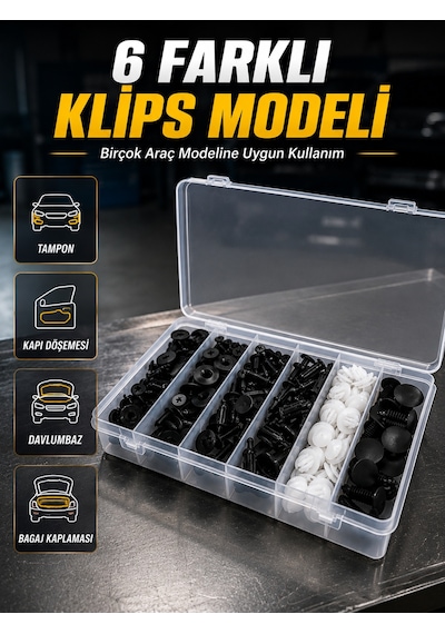 Otomotiv Plastik Klips Seti Kaporta, Çamurluk, Davlumbaz Ve İç Trim Klipsleri Standart