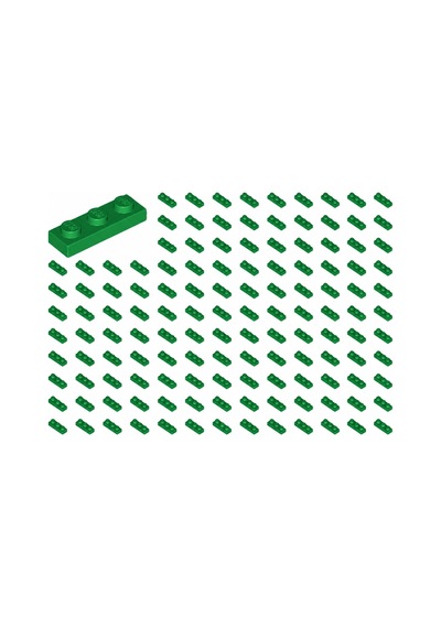 Yedek Parçalar: Plate 1x3: 100 Adet 1x3 Plate Parts Plaka Parçası Yeşil - Green Plate 3623