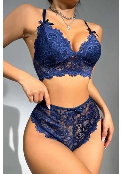 Alfa Aksesuar 03 Kadın For Dreams 8455 Dantel Bralet Sütyen Takım Saks