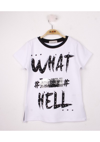 Toontoy Kids Toontoy Kız Çocuk Pullu İnci Detaylı T-shirt Beyaz