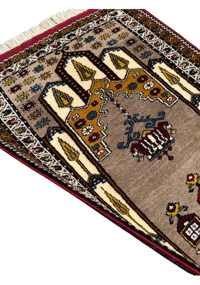 El Dokuma Sıfır Yahyalı Halısı Vizon Seccade 80x115 Yün Namazlık
