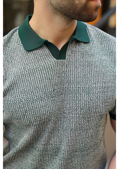 Madmext Nefti Yeşili Polo Yaka Regular Fit Erkek Triko Tişört E7496