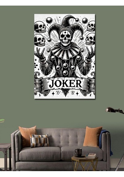 Kanvas Tablo Joker Kafatası Deseni 70cmx100cm