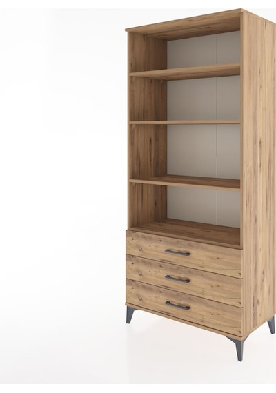 Hyperion Dolap 4 Raflı 3 Çekmeceli 88x44x195 Çam-çam Çam