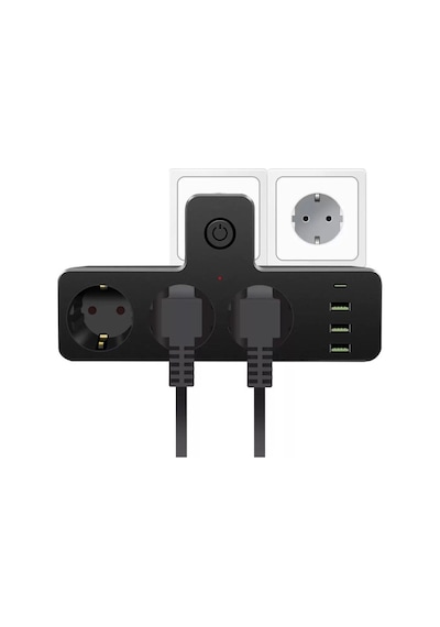 Termal Akım Korumalı 3 Priz / 3 Usb / 1 Typec 20w Girişli 2500w Duvar Tipi 3 Lü Priz