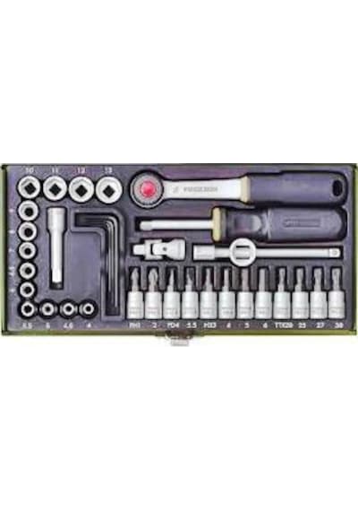 Proxxon 23080 1/4" Cırcır Kollu 36 Parçalı Lokma + Bits Set