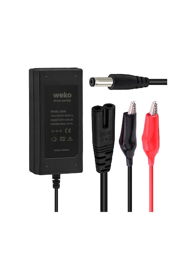 Weko 12.6 Volt - 3 Amper 5.5 2.5 + Krokodil Uçlu Ledli Yerli Üretim Masaüstü Şarj Adaptörü Out:12v3a
