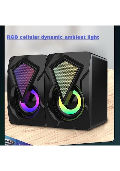 Rgb Işıklı Gaming Pc Bilgisayar Hoparlörü 1 + 1 Speaker X2