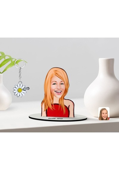 Kişiye Özel Kadın Karikatürlü 3D Ahşap Biblo Ve Isimli Silver Pap (473567241)