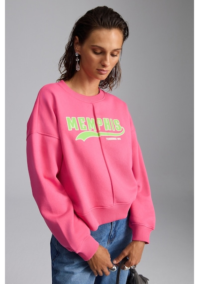Grımelange Daleska Kadın Şehir Temalı Baskı Detaylı Yumuşak Organik Pamuk Şardonlu Regular Pembe Sweatshirt Grımelange Daleska Kadın Şehir Temalı Baskı Detaylı Yumuşak Organik Pamuk Şardonlu Regular Pembe Sweatshirt