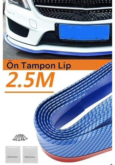 Hobibahçem Mavi 2,5 Metre Araba Oto Ön Tampon Koruyucu Kauçuk Pratik Tampon Şerit Bant Döşeme Kiti