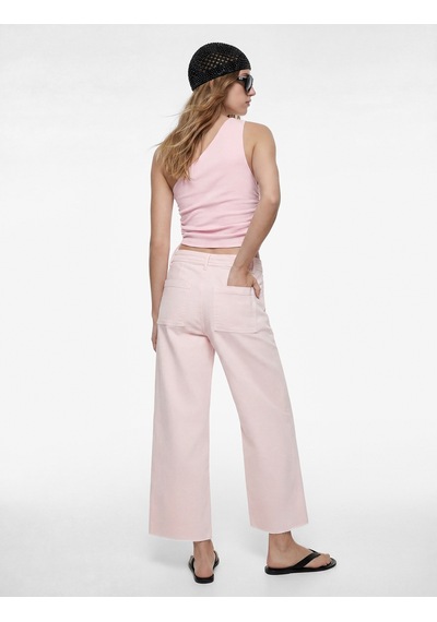Koton Normal Bel Rahat Kalıp Kesik Paça Jean Pantolon - Culoette Jean Pembe 6sal40004mw Gül