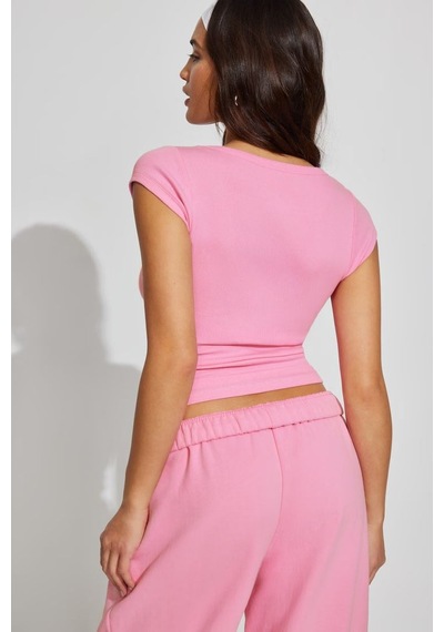 Seeh Pembe V Yaka Ribana Basıc Body Sh370