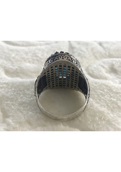 Aquamarin Akuamarin Taşlı 925 Ayar Erkek Gümüş Yüzük