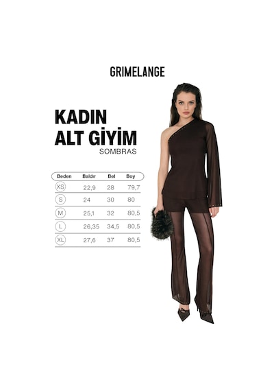 Grımelange Sombras Kadın Beli Lastikli İçi Şortlu Astarlı Paça Yıldız Taş Detaylı Transparan Tül Kah Kahverengi
